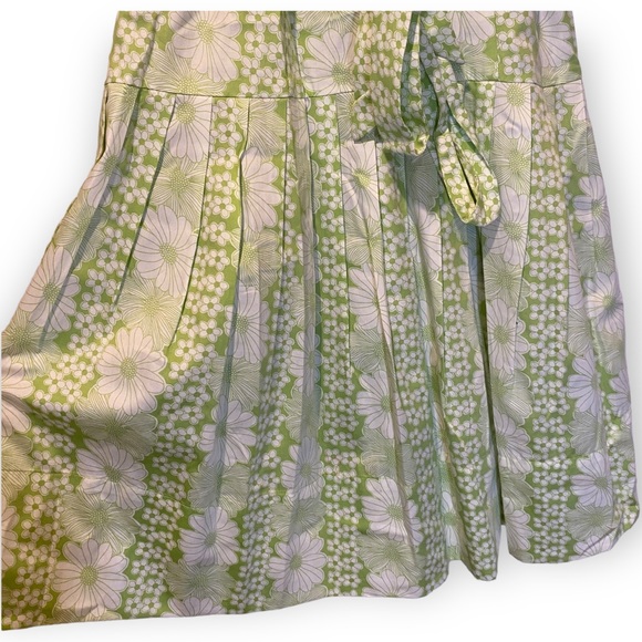 NWOT Bandolino Green White Drop Waist Retro Summer Dress With Daisy Print Size 8 - Picture 4 of 13